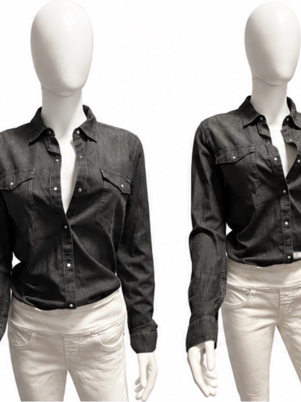 Calvin Klein Jeans charcoal, gray Denim Button-Down Shirt for Women (M)